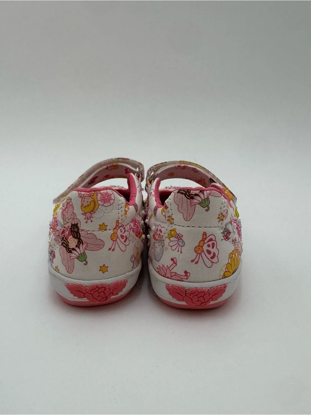 Lelli Kelly Girls Size 27 Beaded Fairy Mary Jane Shoes Pink White Hook Loop - Picture 4 of 9